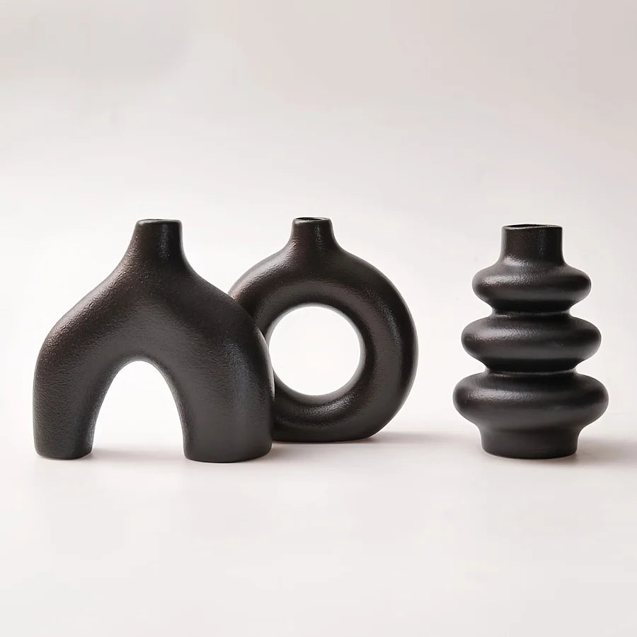 Bohemian Ceramic Vase black Emma