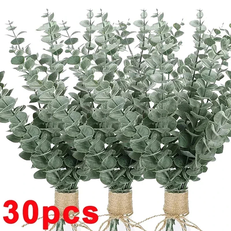 36/10pcs Eucalyptus Stems Green Leaves 36PCS-Green White(A) Emma
