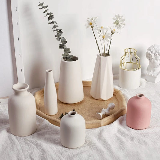 White Ceramic Vases Vasen Ornaments Emma