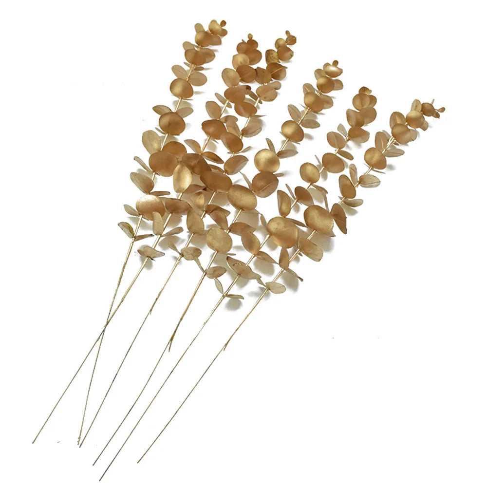5pcs/lot Gold Eucalyptus Branch Stem Golden Eucalyptus 5pcs Emma