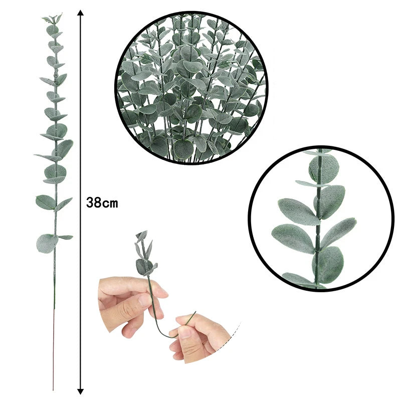 Yannew 12pcs Eucalyptus Stems Silver Emma