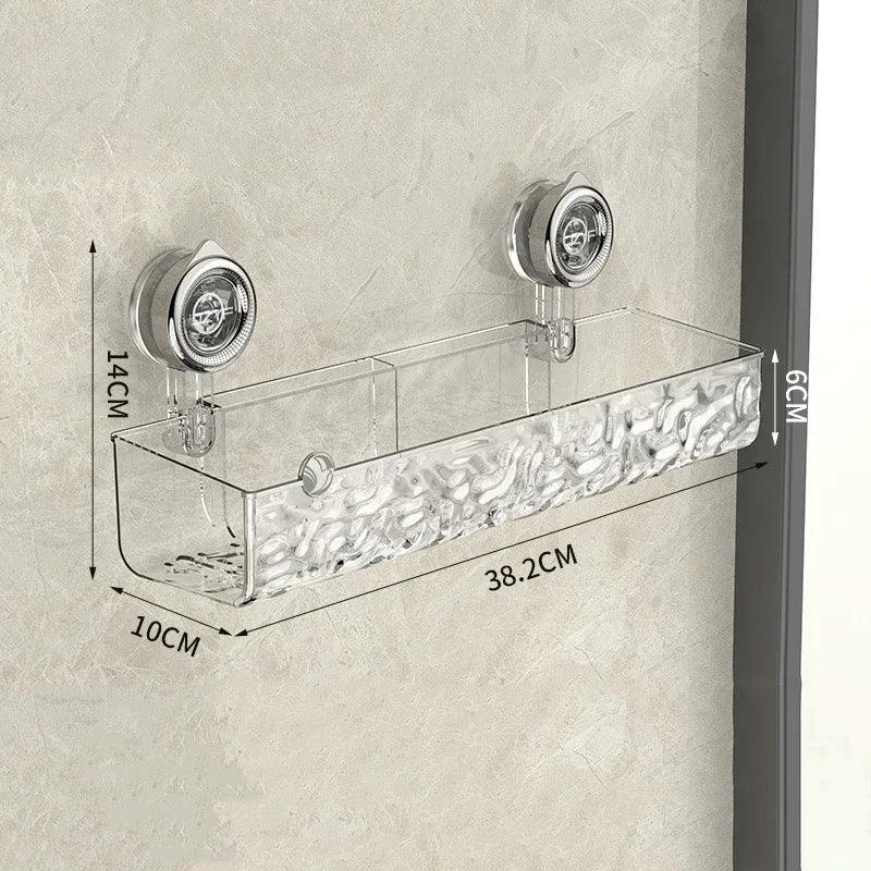 Wall-Mounted Bathroom Organizer – Single-Tier Metal Shelf Transparent A Emma