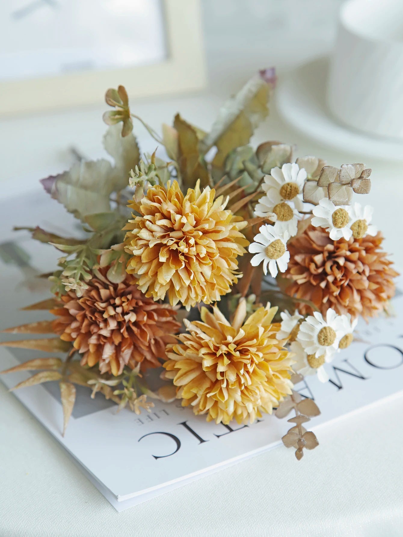Silk Chrysanthemum Flowers Wedding Home Yellow 1PC Emma
