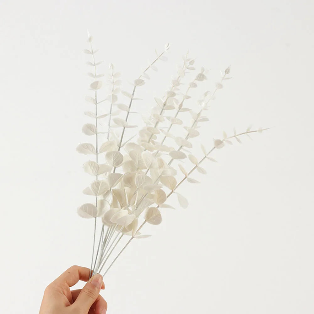 5pcs/lot Gold Eucalyptus Branch Stem White 5pcs Emma