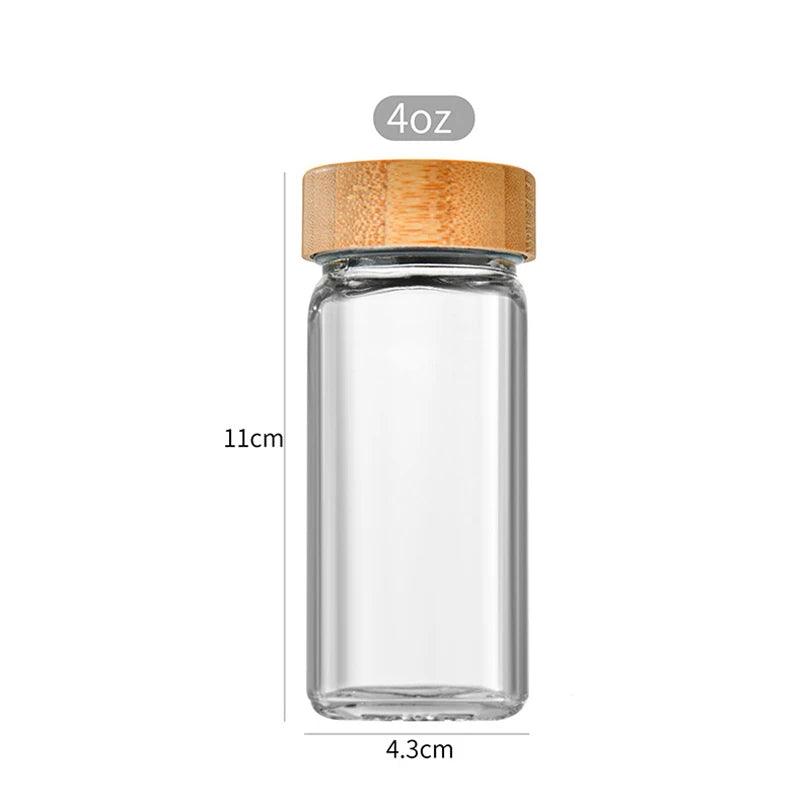 Refillable Seasoning Bottle – Minimalist Glass Jar with Bamboo Lid Emma