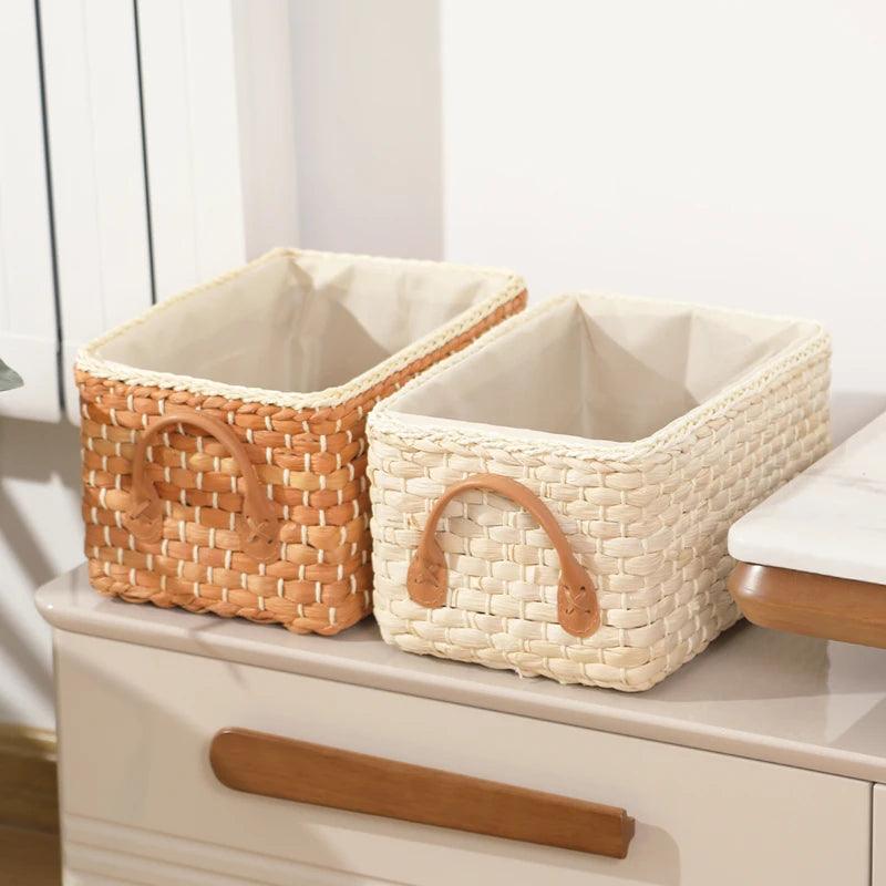 Rectangular Straw Storage Basket – Eco-Friendly Home Organizer Emma