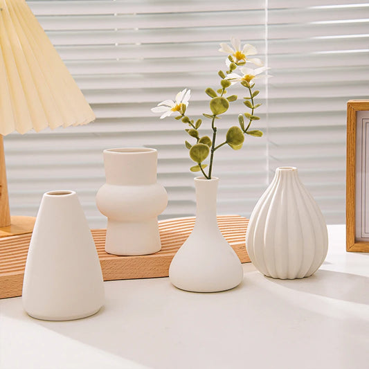 White Ceramic Vases Vasen Ornaments Emma
