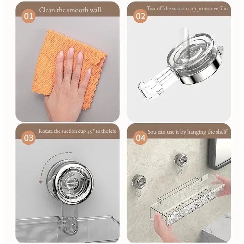 Wall-Mounted Bathroom Organizer – Single-Tier Metal Shelf Emma