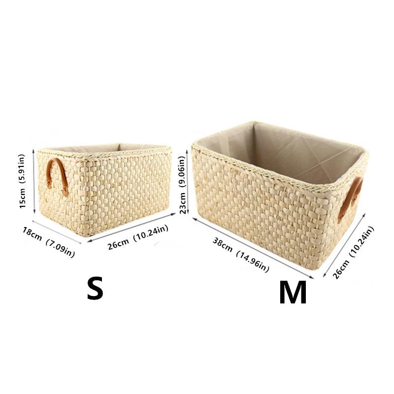 Rectangular Straw Storage Basket – Eco-Friendly Home Organizer Emma