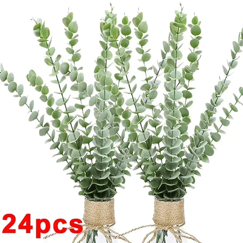 36/10pcs Eucalyptus Stems Green Leaves 24PCS-Light Green(A) Emma