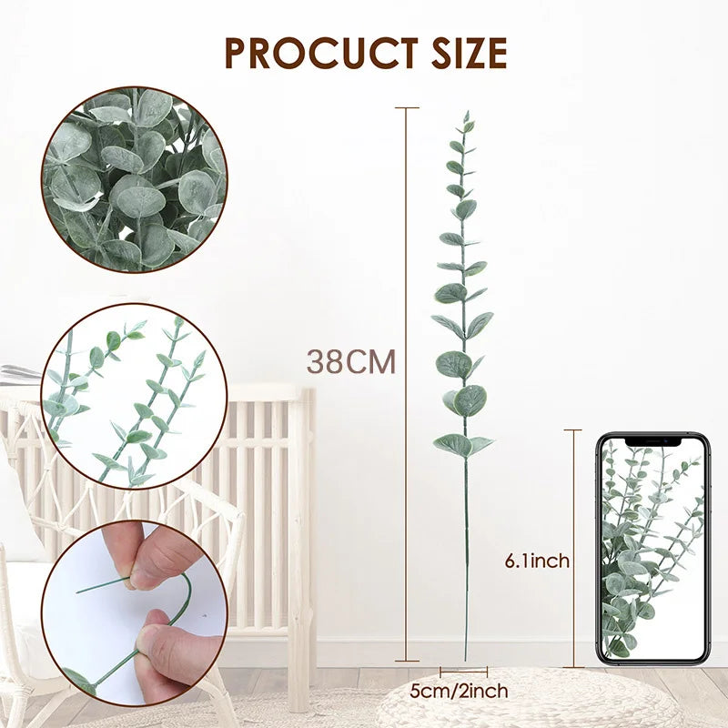 20pcs Eucalyptus Stems Leaves Green Emma