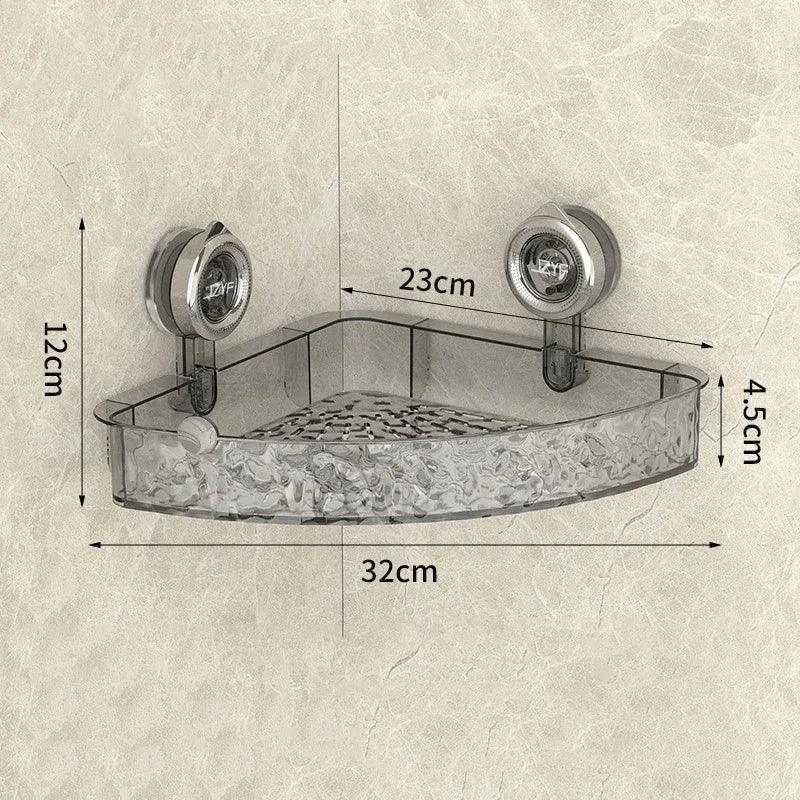 Wall-Mounted Bathroom Organizer – Single-Tier Metal Shelf Transparent Grey B Emma