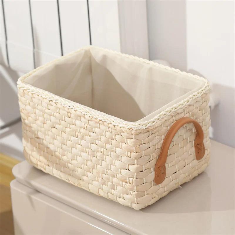 Rectangular Straw Storage Basket – Eco-Friendly Home Organizer beige Emma
