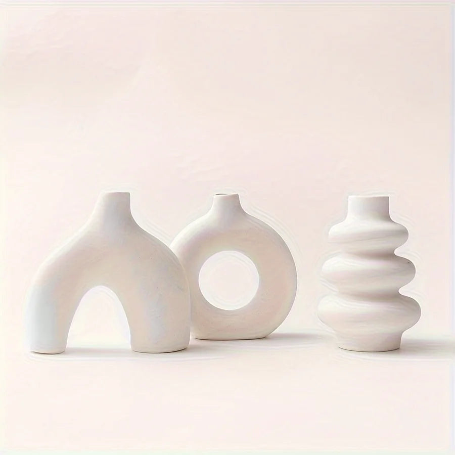 Bohemian Ceramic Vase WHITE Emma