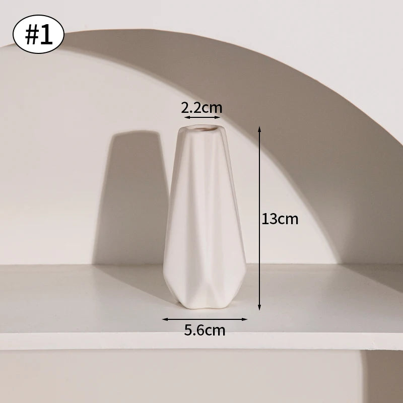 White Ceramic Vases Vasen Ornaments D1-0336 Emma