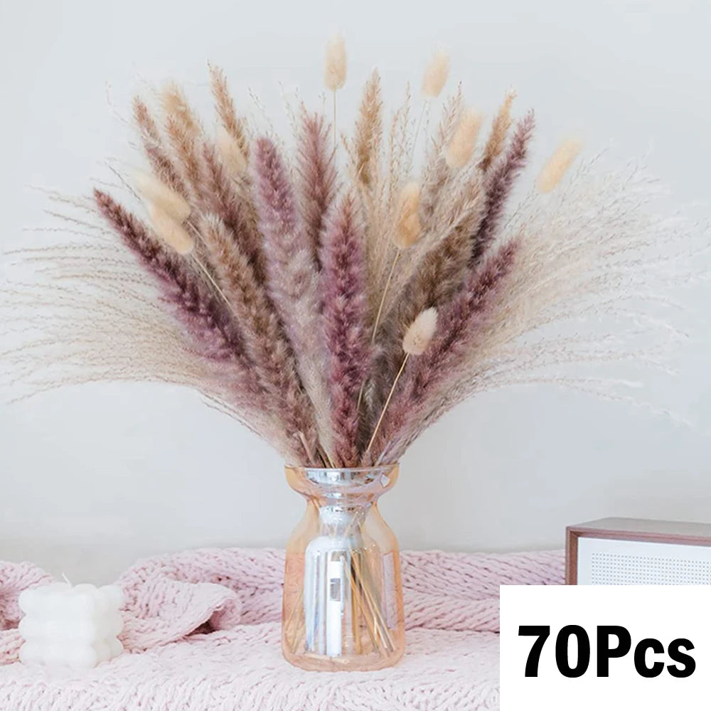 Natural Pampas Dried Flowers Bouquet F-70PCS Emma