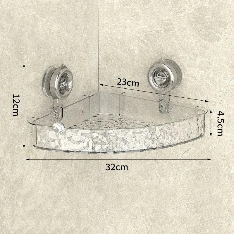 Wall-Mounted Bathroom Organizer – Single-Tier Metal Shelf Transparent B Emma