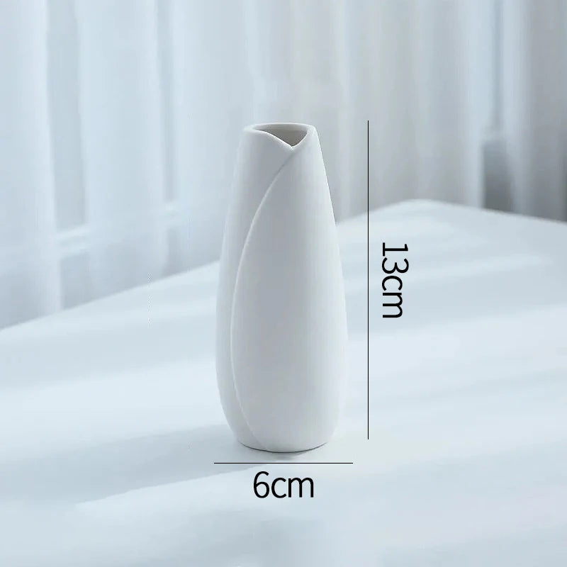 White Ceramic Vases Vasen Ornaments B1-0915 Emma