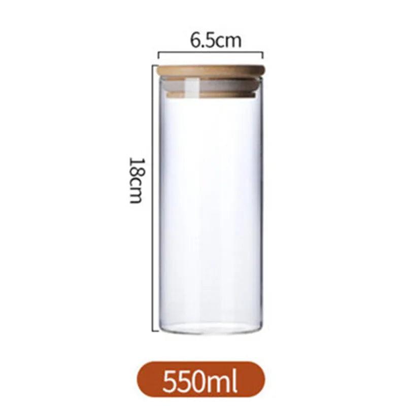 Refillable Seasoning Bottle – Minimalist Glass Jar with Bamboo Lid 550ml- China Emma