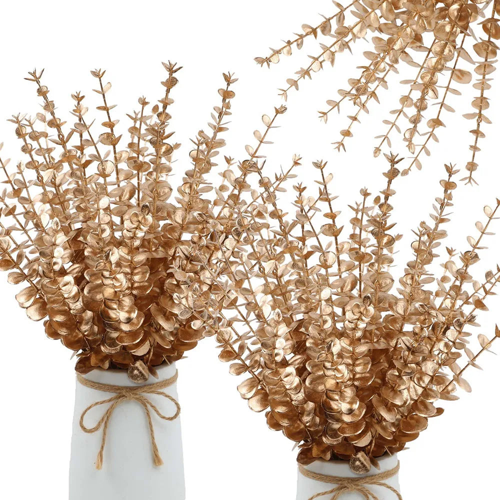 5pcs/lot Gold Eucalyptus Branch Stem Emma