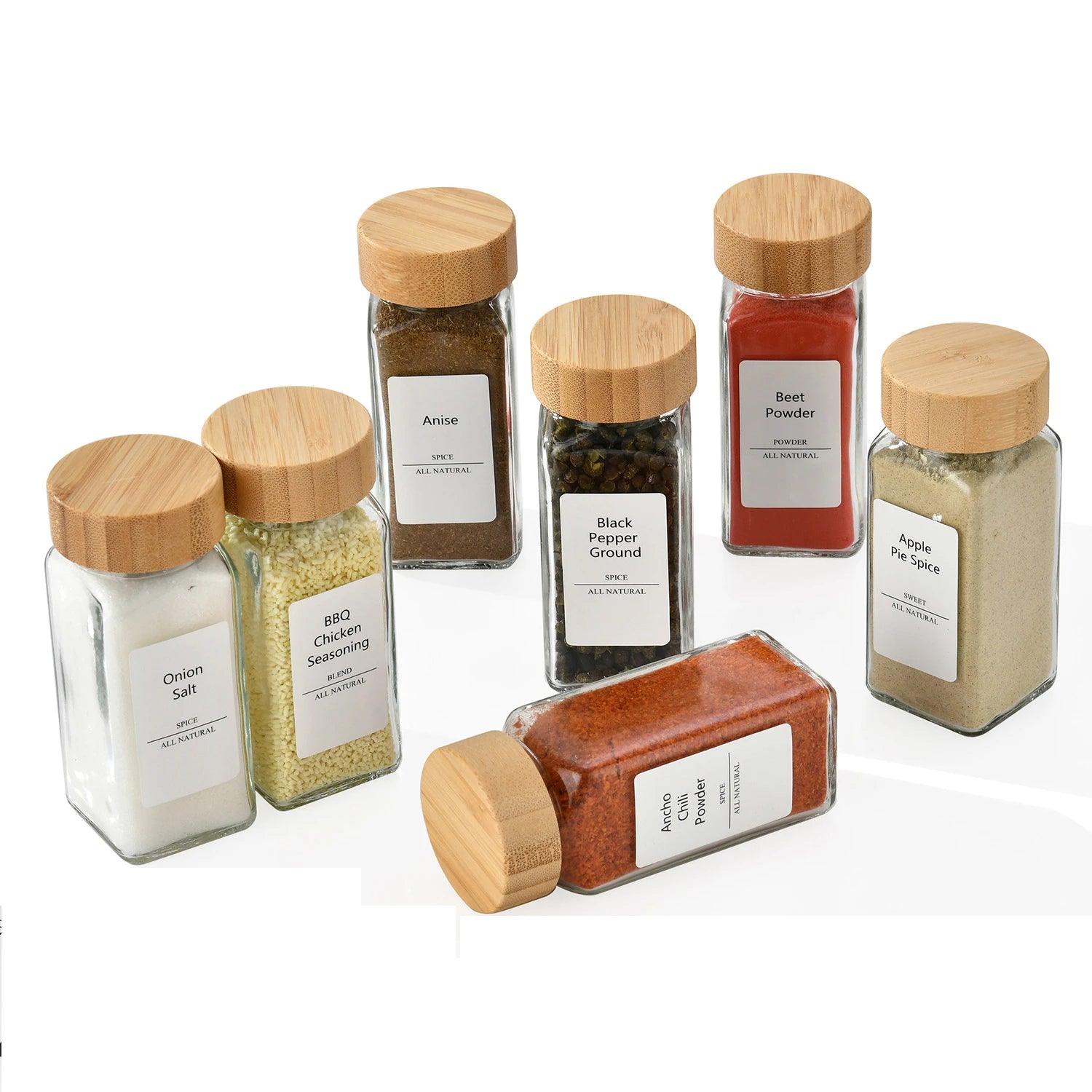 Refillable Seasoning Bottle – Minimalist Glass Jar with Bamboo Lid Emma