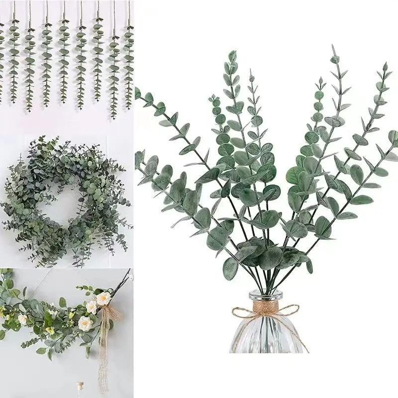 Yannew 12pcs Eucalyptus Stems Silver Emma