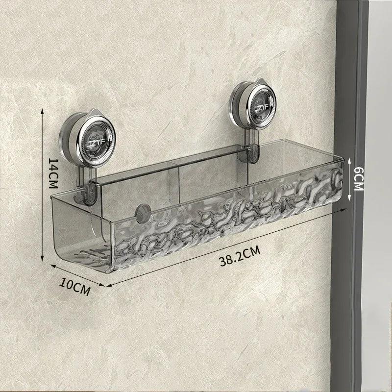 Wall-Mounted Bathroom Organizer – Single-Tier Metal Shelf Transparent Grey A Emma