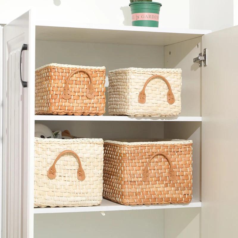 Rectangular Straw Storage Basket – Eco-Friendly Home Organizer Emma