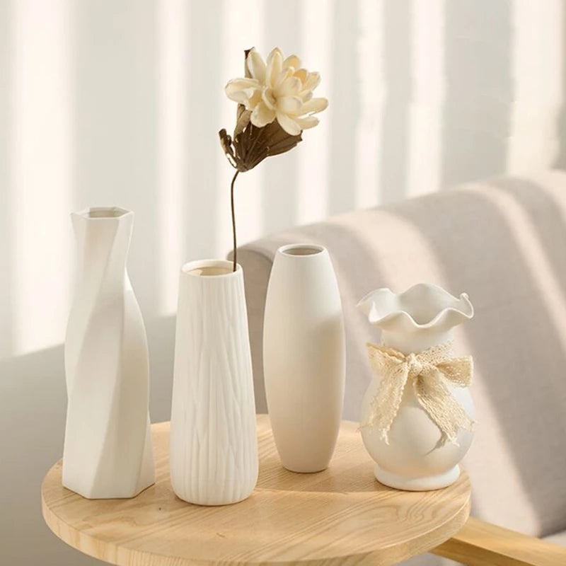 White Ceramic Vases Vasen Ornaments Emma