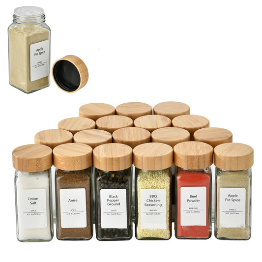Refillable Seasoning Bottle – Minimalist Glass Jar with Bamboo Lid Emma