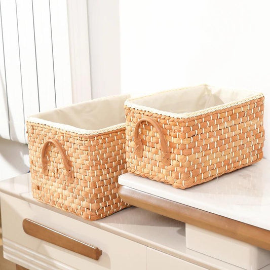 Rectangular Straw Storage Basket – Eco-Friendly Home Organizer Emma