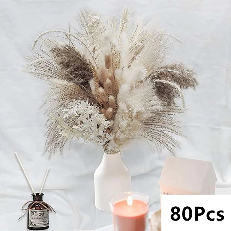 Natural Pampas Dried Flowers Bouquet L-80PCS Emma