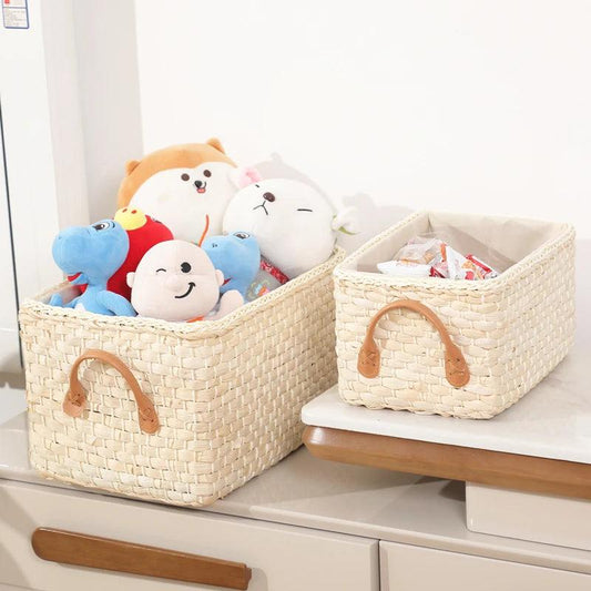 Rectangular Straw Storage Basket – Eco-Friendly Home Organizer Emma