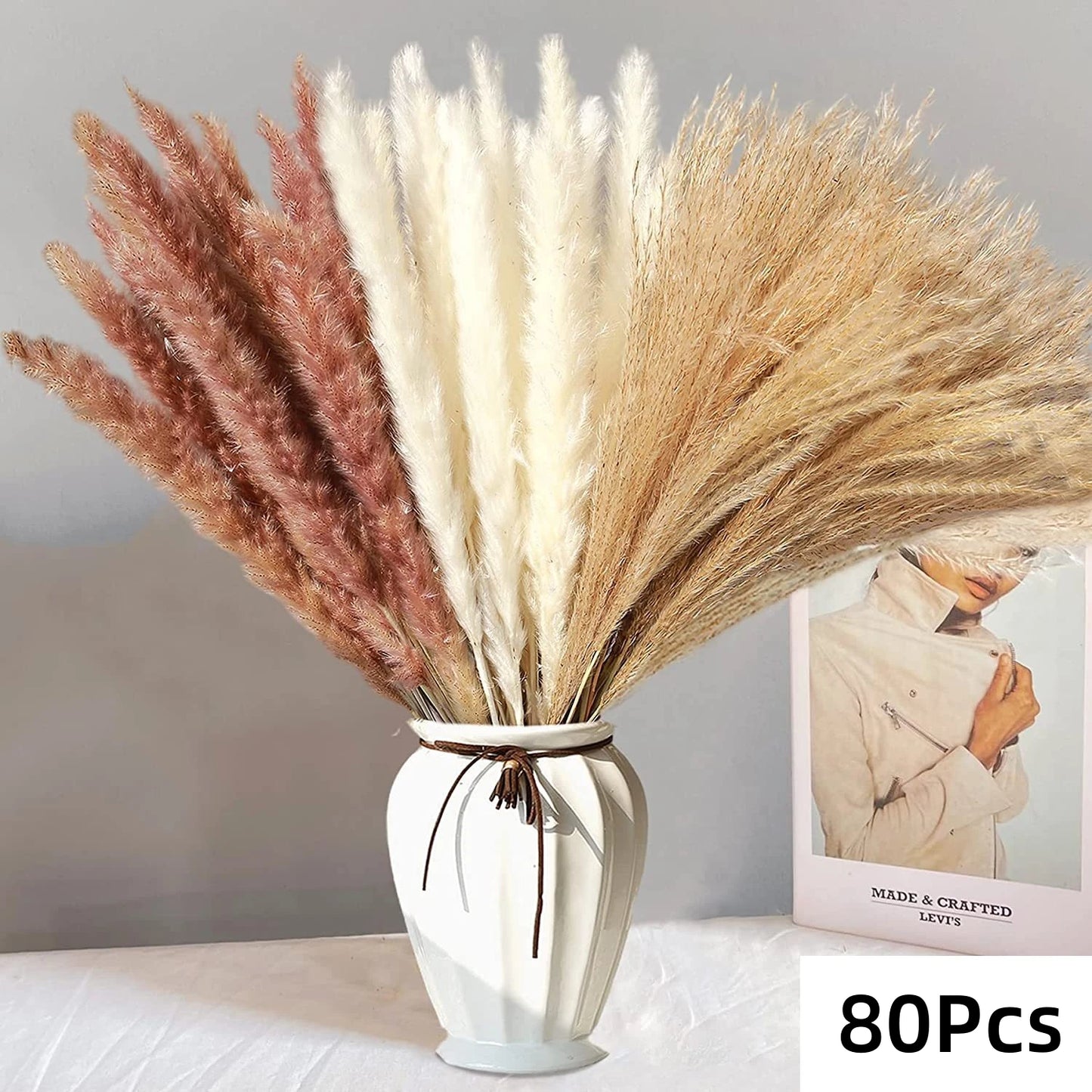 Natural Pampas Dried Flowers Bouquet K-80PCS Emma