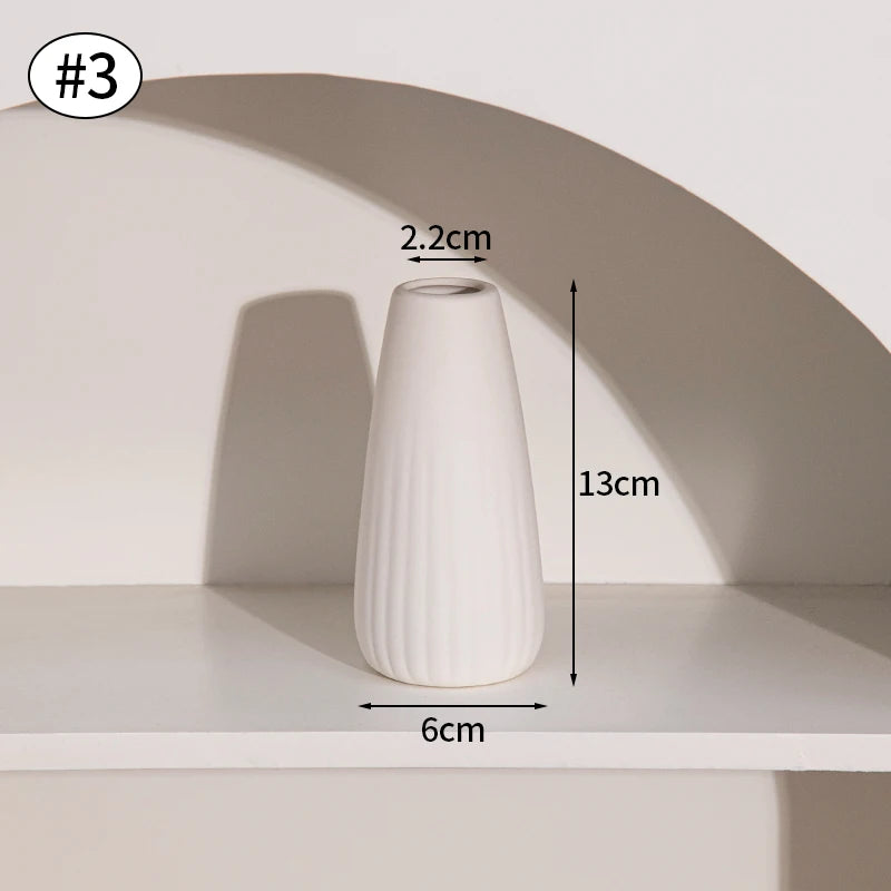 White Ceramic Vases Vasen Ornaments D3-0336 Emma