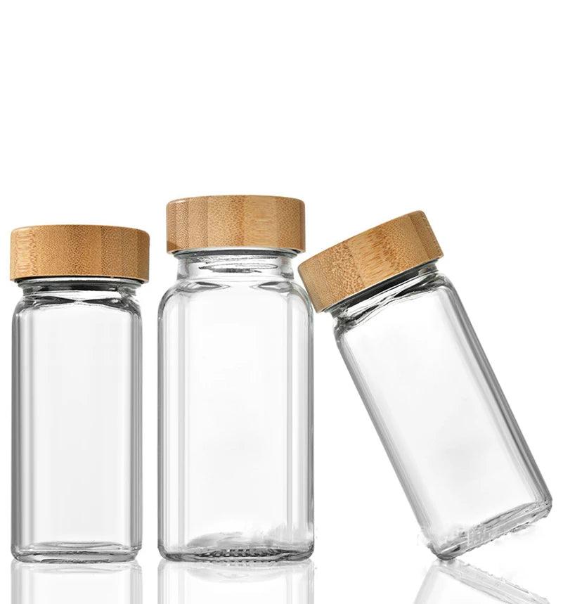 Refillable Seasoning Bottle – Minimalist Glass Jar with Bamboo Lid Emma