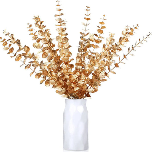 5pcs/lot Gold Eucalyptus Branch Stem Emma