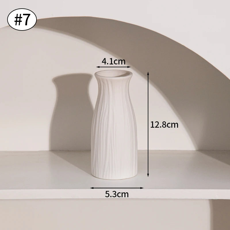 White Ceramic Vases Vasen Ornaments D7-0336 Emma