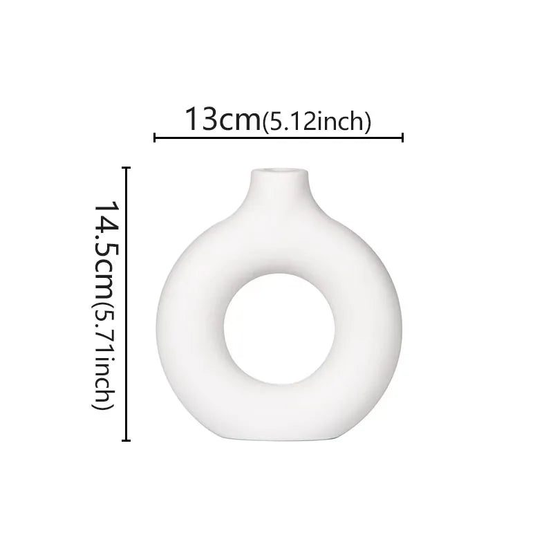 Flat Minimalist Vase Donut Shape White Small Emma