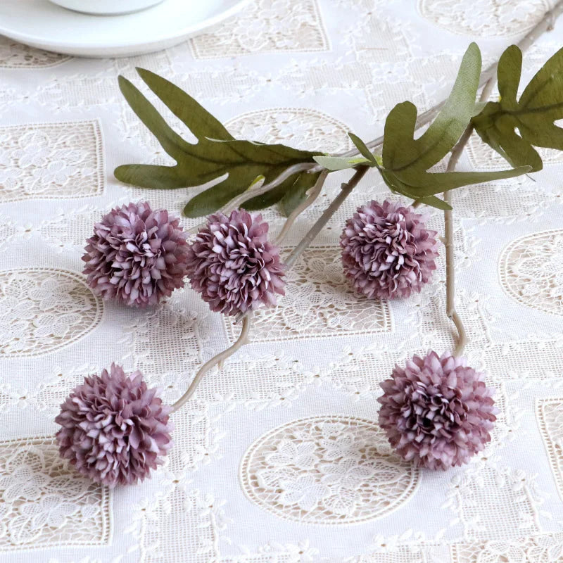 5 Heads Dandelion Flowers Bridal purple Emma