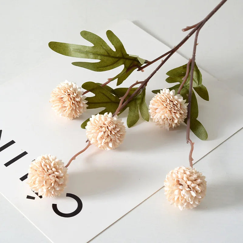 5 Heads Dandelion Flowers Bridal light coffee Emma